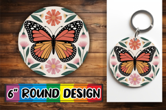 Blissful Keychain Round PNG Style, Butterfly Product Image 1