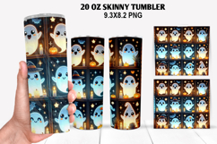 Ghost Skinny Tumbler 20oz Wrap Design, Halloween Tumbler PNG Product Image 1