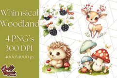 Whimsical Woodland Animals and Nature PNG, Forest Animals Product Image 1