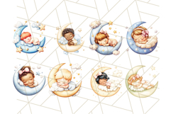 Sleeping Baby on Moon PNG, Cute Night Sky Baby Clipart Png Product Image 7