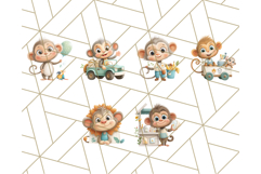 Zoo Monkeys Clipart, Cute Cartoon Jungle Monkeys PNG Product Image 7