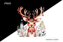 Winter Png, Christmas Reindeer Clipart, Folk Christmas Png Product Image 1