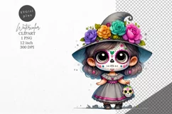 Halloween clipart, Sugar skull, Girl sugar skull, Product Image 1