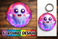 Unique Round Design Car Coasters PNG, 3D Cute Ghost Product Image 1