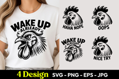Wake Up Rooster Humor SVG PNG Product Image 1