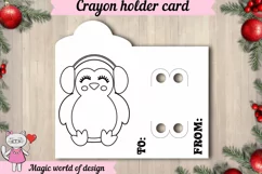 Cute penguin with headphones Coloring Card svg Product Image 2