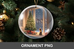 3D christmas ornament - dog on the window, snow outside Product Image 1