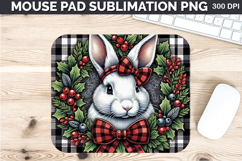 Watercolor Rabbit Mouse Pad Sublimation - Christmas PNG Product Image 1