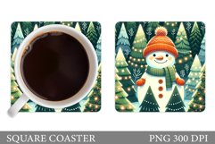 Cute Snowman Coaster Design. Cute Snowman Sublimation Product Image 1