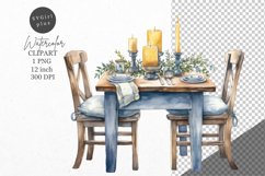 Christmas clipart, Christmas table clipart, Blue Christmas Product Image 1