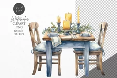 Christmas clipart, Christmas table clipart, Blue Christmas Product Image 1