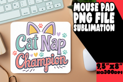 Cheerful Mouse Pad PNG Style, Cat Quote Product Image 1