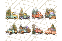 Vintage Christmas Truck Clipart PNG, Retro Holiday Vehicle Product Image 3
