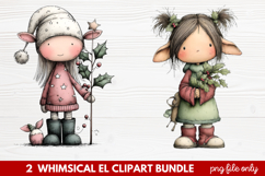 Whimsical Elf Clipart | Cute Christmas Elf PNG Illustration Product Image 1