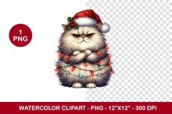 png watercolor clipart - grumpy cat Product Image 1