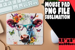 Floral Fantasy Cow Mouse Pad: Watercolor Charm Product Image 1