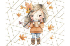 Pumpkin Spice Chibi Girls, Fall Accessories PNG, Cozy Autumn Product Image 3