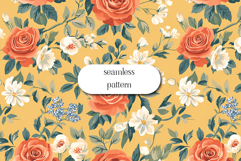 Vintage Floral Seamless Pattern Red Roses and White Daisies Product Image 1