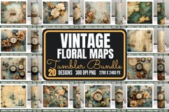Vintage Floral Maps Tumbler Wrap Bundle, Product Image 1