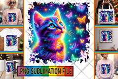 Vibrant TOTE BAG Art Ideas PNG, Cat Product Image 1