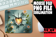 Vibrant Desk Mat Sublimation PNG, 3D Heart Product Image 1