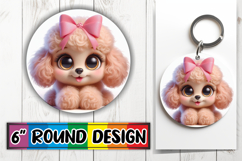 Whimsical Keychain Circle Sublimation, 3D Dog Product Image 1
