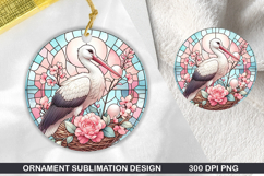 Cute Stork Stained Glass Ornament PNG, Digital Download File Product Image 1