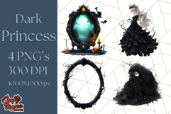 Dark Enchanted Princesses, Gothic Fairy Tale Clipart PNG Product Image 1