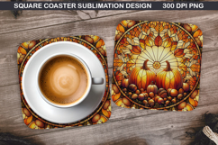 Pumpkin Coaster Sublimation, Halloween Coaster PNG Design Product Image 1