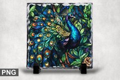 Stained Glass Peacock - Square Sublimation Slate Design Product Image 1