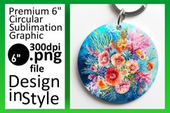 Circle Design Round Keychain Colorful Floral Sublimation Product Image 1