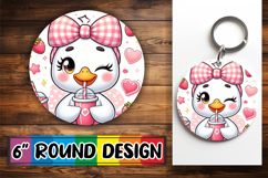 Cheerful Round Car Coaster, Cute Goose Product Image 1