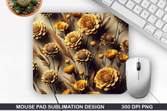 3D Flowers Mouse Pad Sublimation, Flowers Mouse Pad PNG Product Image 1