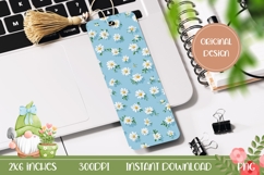 Blue Bookmark Print, White Daisy Bookmark Sublimation Product Image 1