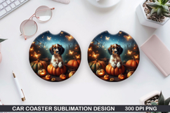 Halloween Dog Car Coaster Sublimation| Halloween Coaster PNG Product Image 1
