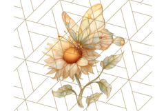 Stained Glass Butterfly and Sunflower PNG Clipart Product Image 3
