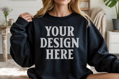 Black Gildan 18000 Crewnwck Sweatshirt Mockup, gildan 18000 Product Image 1