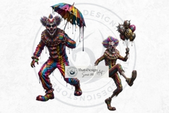 Horrific Evil Clown Clipart - Creepy Circus PNG Graphics Product Image 10
