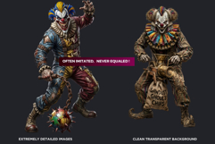 Horrific Evil Clown Clipart - Creepy Circus PNG Graphics Product Image 3