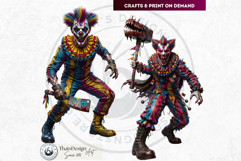 Horrific Evil Clown Clipart - Creepy Circus PNG Graphics Product Image 5