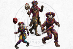 Horrific Evil Clown Clipart - Creepy Circus PNG Graphics Product Image 6