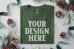 Gildan 5000 Irish Green Folded Christmas Mockup, G5000 mock Product Image 1