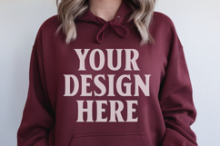 Maroon Gildan 18500 Hoodie Sweatshirt Mockup, Unisex Product Image 1