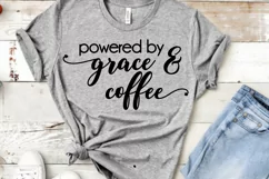 Powered by grace and coffee, Jesus shirt faith quote svg dxf Product Image 3