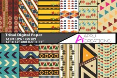 tribal  digital papers, tribal pattern, digital papers, high quality 300 dpi, 12 x 12 inch , and 8.5 x 11 inch Product Image 1