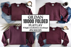 Gildan 18000 Sand Folded Flat Lay Mockups Product Image 1