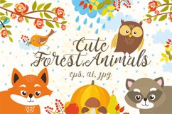 Cute Set Forest Animals and Patterns Product Image 1