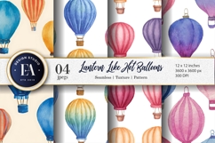 Lanterns as Hot Air Balloons Seamless Art Digital Paper Product Image 1