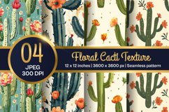 Cacti Digital paper, Floral cacti pattern Product Image 1