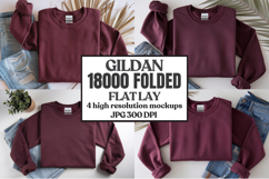 Gildan 18000 Sand Folded Flat Lay Mockups Product Image 1